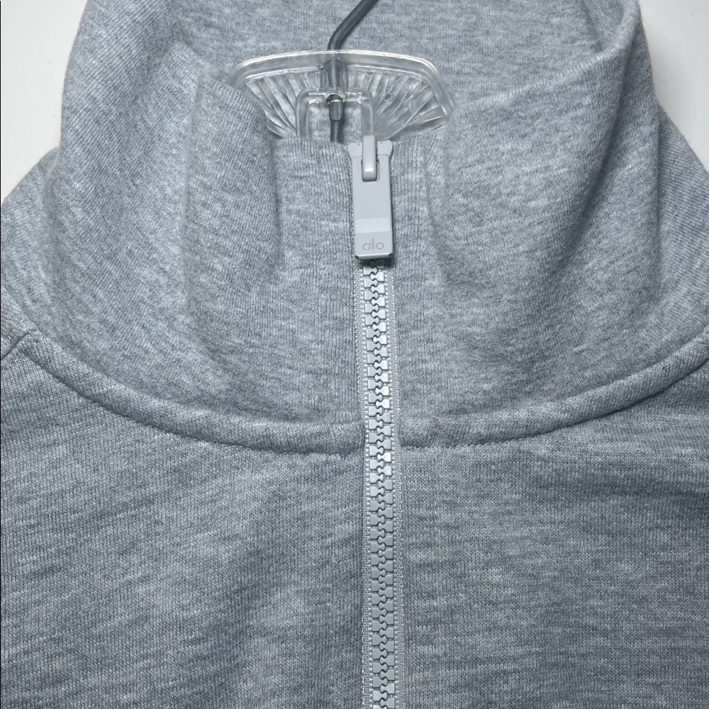 Alo Yoga Vixen Fleece 1/4 Zip Pullover Sweatshirt Heather Gray Women’s Size XS - Picture 4 of 8